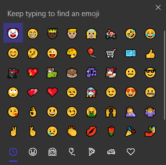Windows 10 Emoji Window